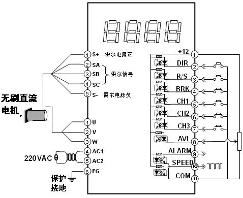 直流無(wú)刷驅(qū)動(dòng)器接線圖